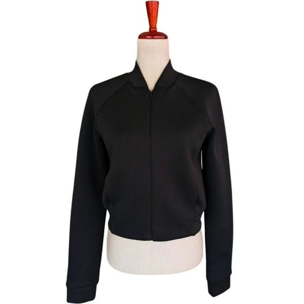 T by Alexander Wang Black Neoprene Scuba‎ Bomber Jacket Size Small